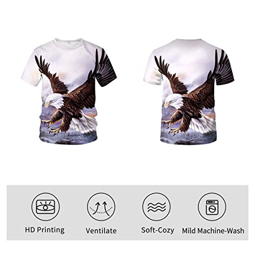 Mens 3D Animal Eagle Round Neck Tee Shirt Digital Printing Novel Top3