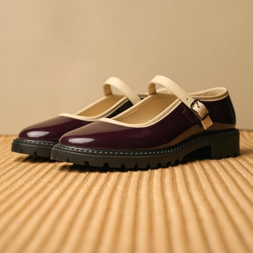Image of Theater Sensei Pro Women Mary Jane Flats | Glossy Round-Toe Ballerinas with Adjustable Strap | Classy & Comfortable Footwear for Casual and Formal Wear