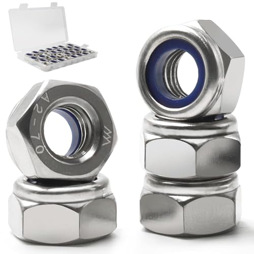 M10-1.5 Lock Nut, 30Pcs Stainless Steel Nylock Insert Locking Nut