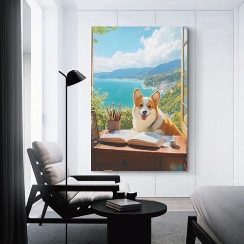 Corgi Cuadro En Lienzo para amantes de los animales en dormitorios modernos 3