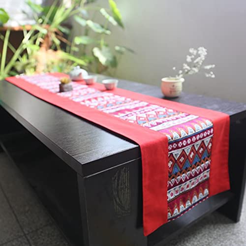 Chemin de table en coton lin rouge de qualité supérieure nappe de créateur