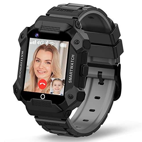 PTHTECHUS Montre Connectée Enfant - 4G Smartwatch Connect Téléphone avec Appel Vidéo WiFi Bluetooth SOS Musique GPS Cadeau Montre Intelligente Enfant - 5/13 Ans
