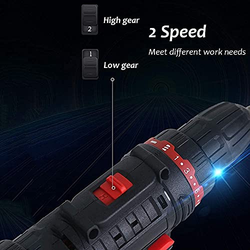 QHYXT Akku-Bohrschrauber, Akku-Schlagbohrschrauber, Bohrschrauber 48 V Elektroschrauber 25 Drehmomenteinstellung 2… – Bild 6