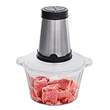 Picadora universal de cocina, eléctrica, universal, de cristal, 2 L, 4 cuchillas para carne, verduras, cebolla, fruta