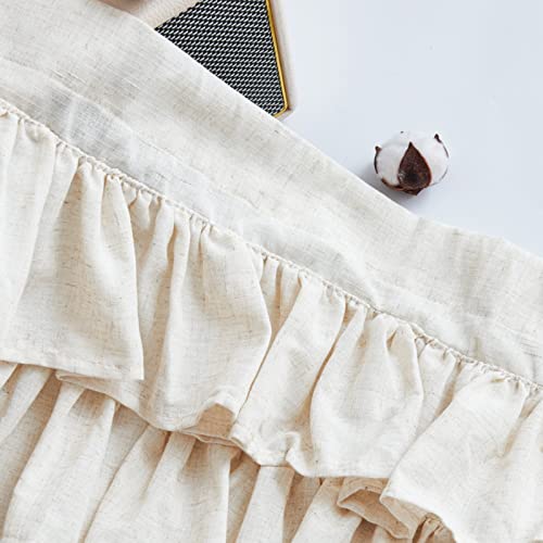 Jinchan Ruffled Valance Curtain Kitchen Valance For Small Windows Shabby Chic Valance For Living Room 18 Inch Linen Farmhouse Valance Light Filtering Half Window Valance Rod Pocket 1 Panel Crude #TOP6