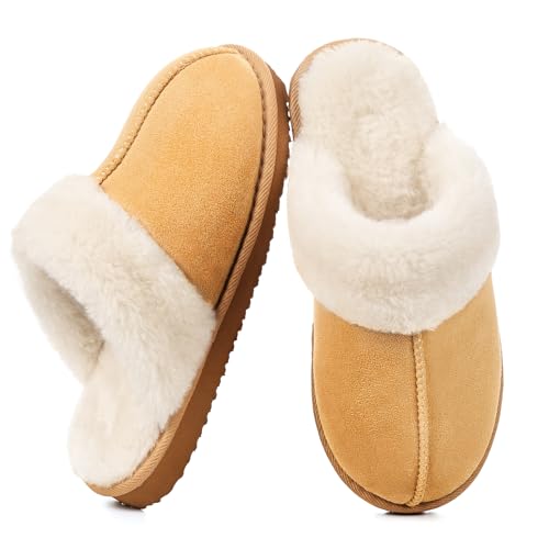 Image of OOW Fuzzy Slippers for Women Cozy Faux Fur House Shoes Memory Foam Slippers | Winter, Warm Slippers, Indoor and Outdoor