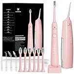 2-1 Oral Clean Kit- Water Dental flosser & Electric Toothbrush Combo- Brushing & Flossing- for Teeth Cleaning and Gum Health (Pink)