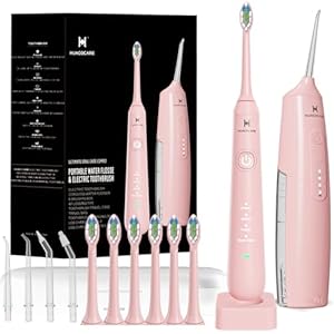 2-1 Oral Clean Kit- Water Dental flosser & Electric Toothbrush Combo- Brushing & Flossing- for Teeth Cleaning and Gum Health (Pink)