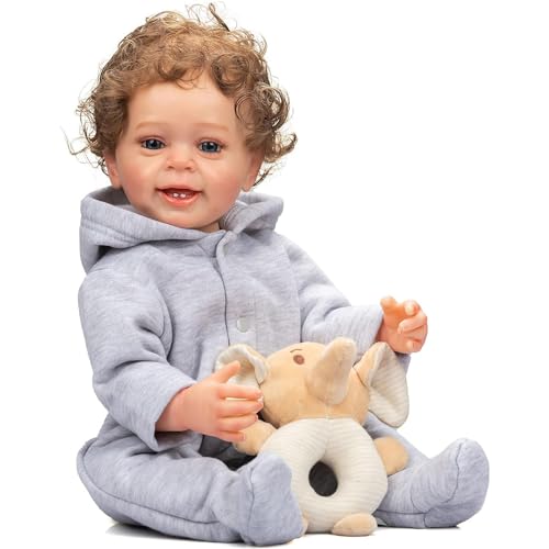 YIHANGG 55CM Junge Reborn Kleinkind Puppe Ganzkörper Soft Silikon Reborn Baby Puppe 22Zoll Wasserdicht Echte Berührung Neugeborene Puppe Geburtstag Geschenke Kinder Spielkameraden Bad – Bild 5