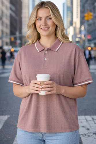 Image of Mack Jonney Women's Textured Polo T-Shirt | Half Sleeve Cotton Blend Top |Casual Collar Tee | Regular Fit-M7527