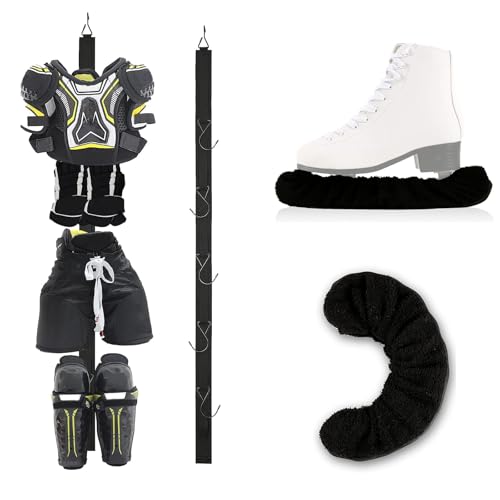 Qchengsan Ice Skate Blade Cover Plus Hockey Drying Rack,Ice Skate Blade Covers,Ice Skate Soakers,Hockey Equipment Gear Drying Rack