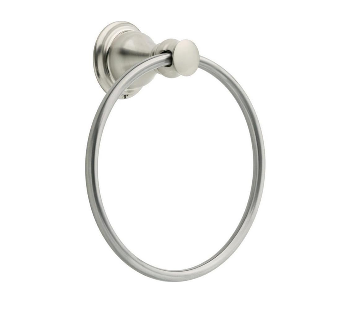 DELTA FAUCET AUB46-SN Aubrey Wall Mount Round Closed Towel Ring Bath Hardware Accessory in Brushed Nickel