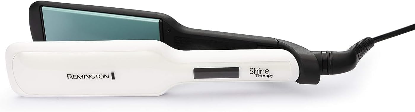 RemingtonShine Therapy Wide (45mm) Floating Plate Hair Straightener with Advanced Ceramic coating infused with Moroccan Argan Oil for sleek & smooth glide, 9 settings 150°C–230°C, S8550