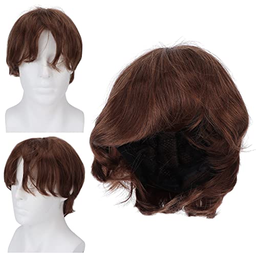 Perruque pour homme costume d'Halloween cheveux lisses marron