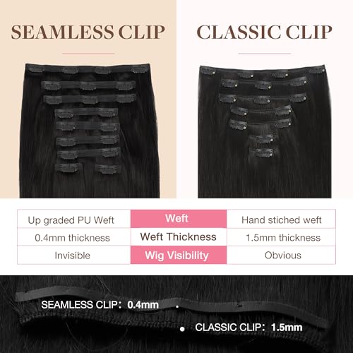 Image of GOO GOO Seamless Clip in Hair Extensions Real Human Hair Remy Extensions