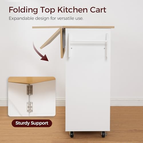 Kitchen-Island-on-Wheels-472In-Rolling-Kitchen-Island-Table-with-Drop-Leaf-Kitchen-Storage-Island-with-Drawer-Spice-Rack-Towel-Rack-Rolling-Kitchen-Cart-White-and-Natural-KINW12801N1 Kitchen Island on Wheels 472In Rolling Kitchen Island Table with Drop Leaf Kitchen Storage Island with Drawer Spice Rack Towel Rack Rolling Kitchen Cart White and Natural KINW12801N1