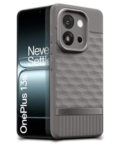 Image of WOW IMAGINE Back Cover for 1+ OnePlus 13s 5G with Hexa Cube Design | Ultra Slim Soft Rubberised Case | Inner Velvet Fabric | Matte Silicone Flexible Mobile Case | Camera Protection - Grey