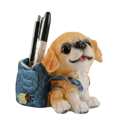 Image of Puppy Pen Holder for Desk - Cartoon Dog Pencil Cup Organizer | Resin Stationery Holder for Kids Study Table | Decorative Desk Storage for Office, School & Home (Without Accessories)