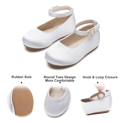 Image of Felix & Flora Girls Toddler Little Ballet Shoes - Flower Girls Mary Jane Flats Dress Shoes Party Wedding