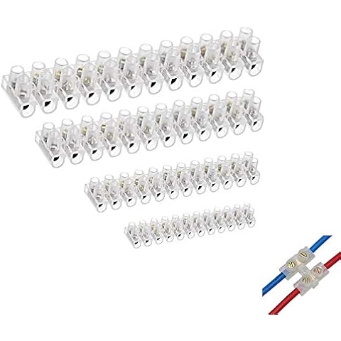 WYSUMMER Terminal Blocks, 8Pcs Electrical Terminal Barrier Block Strip Wire Connector Electrical Connector Dual Row 12 Position (8Pack - 5 Amp) Cover