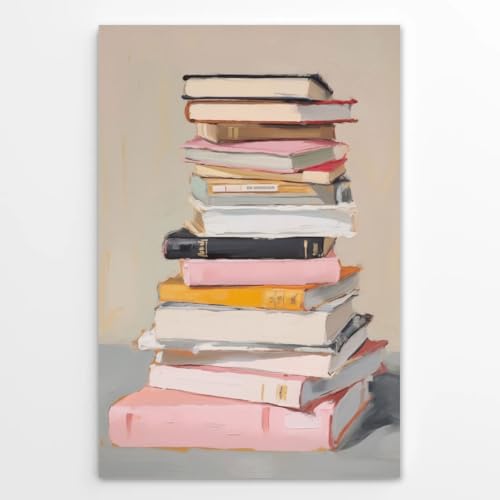 Vintage Book Lover Wall Art Retro Stack of Books Poster