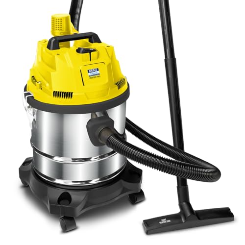 KENT Vortex Pro Wet & Dry Vacuum Cleaner | Blower Function | 1200W Power & 20L Capacity | High Suction 18 kPa | Cyclone5 Technology | HEPA Filter | SS Body & Rubberised Wheels | Black & Yellow