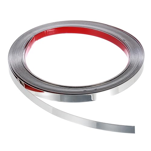 PATIKIL Moulure Murale 16Pieds x 0,3Pouces, Moulure Flexible Autocollante à Finition Miroir en Acier Inoxydable pour la Décoration Murale de la Maison, la Protection Murale, Argent Miroir