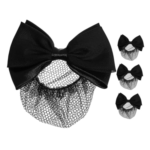 ARTSEWPLY Filets à Cheveux En Maille Élastique 4 Pièces Avec Pince Papillote Noir, Filet à Chignon Pour Femmes, Accessoire Coiffure Professionnel Et Fêtes