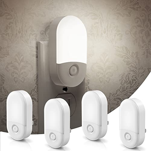 Image of L LOHAS LED Night Light Plug in, 4 Pack 0.6W LED Night Light for Kids, Auto | Dusk to Dawn Sensor Bright Nightlight, Daylight White 5000K, 30 /60lm Small Night-Lights for Adults, Hallway, Kitchen, Stairs