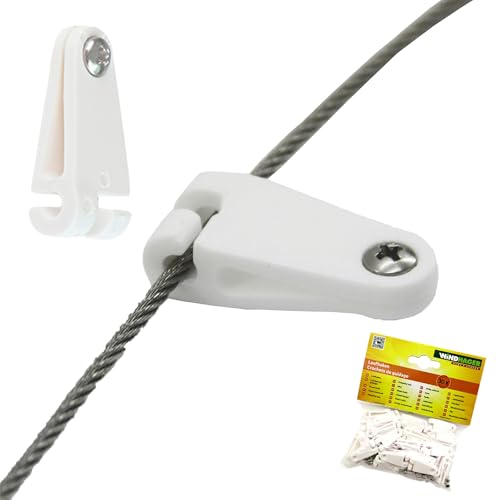 sopomarkt24 Laufhaken für Sonnensegel mit Seilspanntechnik, 20 Stück Befestigungshaken aus UV-beständigem Kunststoff, inkl. Schrauben, für 2-2,5 mm Edelstahlseile, waschbar (Laufhaken, 20, Stück)
