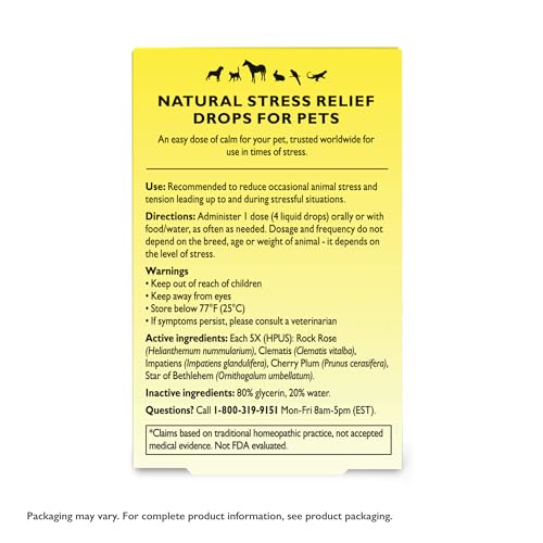 Image of Rescue Remedy Pet Dropper - 10mL - Stress & Tension Support for Dogs & Cats with Bach Natural Flower Essences - Sedative-Free, Homeopathic Liquid Formula - For All Breeds, Ages & Weights