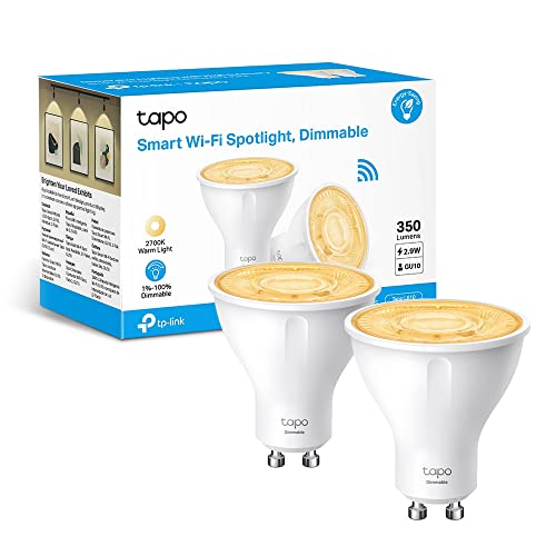 Tapo L610 Lampadina Wi-Fi Base Lampada GU10 2-Pack, Controllo Vocale Tramite Amazon Alexa, 350 lumen, 3.5W, Giallo Caldo Dimmerabile Dall' 1% al 100%,