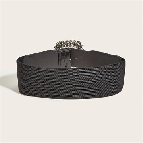 Adjustable Stretchy Wide Waist Belt With Decorative Crystal Buckles For Women’s Fashion4