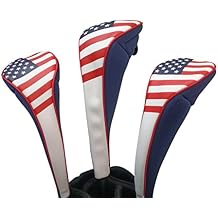 USA Patriot Golf Zipper Head Covers Driver 1 3 5 Fairway Woods Headcovers U.S.A Neoprene Style Patriotic Driver Fits All Fairway Clubs and Drivers up to 460cc