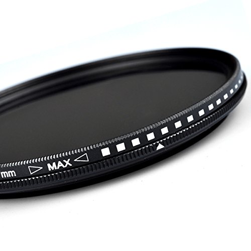 Filtro de lente ajustável de densidade neutra variável ultrafino de vidro óptico ND (77 mm)