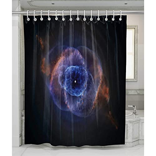 MEKPAM Ciel Nocturne Cat's Eye Nébuleuse Rideau De Douche Décoratifs pour Salle De Bain Espace Brouillard Planétaire Ciel Étoilé Durable Tissu Imperméable Rideau De Bain 180X180cm