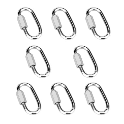 Vmuter 8 Pcs 1.62 Inch 316 Heavy Duty Stainless Steel Screw Quick Chain Links, Rust-Proof Chain Connector Carabiner Hooks for Outdoor Travel, Pet Gear and Keychain