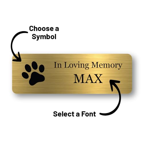 Image of Custom Engraved Name Plates with Adhesive, Made in The USA, Personalized Pet Urn, Memorial Plaque, Picture Frame, Art Tag, Flag case (Gold Plate /Black Text, 1x3 Inch)