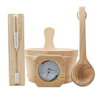 【新品未使用】本格サウナグッズ 7点セット バケツ/ひしゃく/温湿度計/砂時計 Amazon.co.jp: 木製 サウナセット テントサウナセット 一式 4点セット