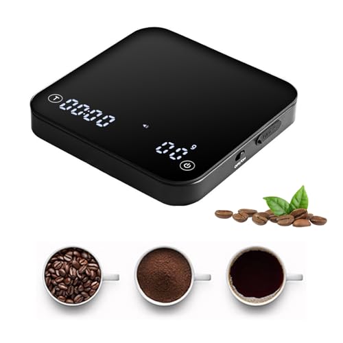 SANON Digital Coffee Scale with Timer, 2kg/0.1g High Accuracy Espresso Scale Pour Over Coffee Scale with Backlit Display, 4 Modes, Rechargeable & Portable Design for Coffee Brewing
