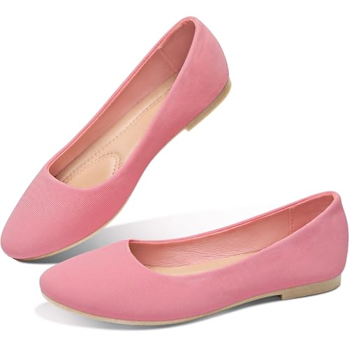 Image of Obtaom Round Toe Women Flat Shoes Slip on Girls Dress Black Ballet Flats