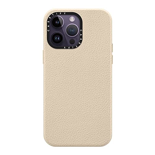 Coque cuir iPhone 14 Pro Max CASETiFY lait d'avoine étui magnétique sans fil MagSafe
