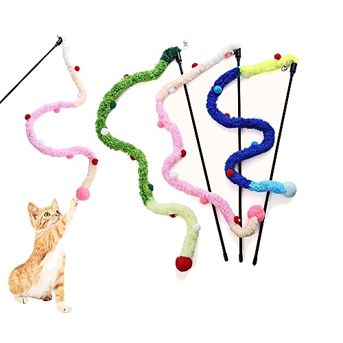 IUHKBH Plush Cat Wands, 3-Pack Interactive Teaser Toys