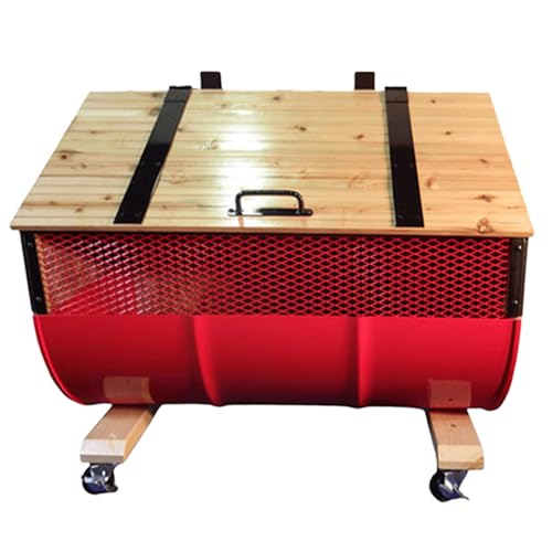 [大容量屋外用]SDGsトラッシュボックス RED (蓋の焼き加工無し)[No.277-04]/ ドラム缶 木 大型 大阪府