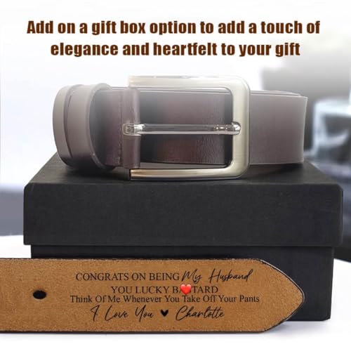 Congrats on Being My Husband Belt, Personalized 2-Sided Engraved Leather Belt, Custom Name Leather Belt for Men, Wide Black/Brown Leather Belts, Personalized Belt for Husband, Fathers Day4