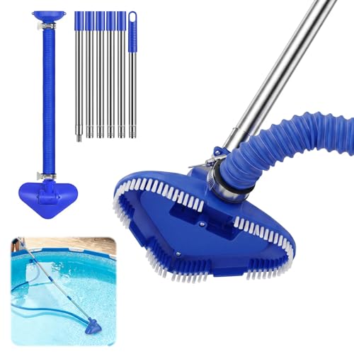 Jarquia Upgraded Cordless Handheld Pool Vacuum Cleaner Attach to Inlet Strainer(Non-Electric) Manual Pool Vacuum with 8FT Telescopic Pole & 13FT Extendable Pipe - Fits Above Ground Pools up to 15ft