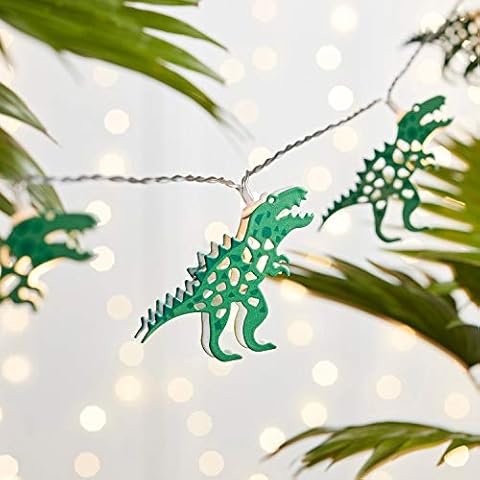 Lights4fun - Guirnalda de Luces con 12 Dinosaurios de Metal y Luces LED Bianco Cálido Cover