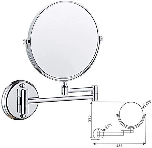 Specchio a Parete, Specchio for Trucco cosmetico da Barba da Bagno Pieghevole - Ingrandimento 3X/1X con Foratura o Senza Foratura