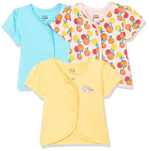 Image of miniklub Baby Cap Sleeve Knitted Cotton Front Open Vest, Pack of 3 (Multi Color)