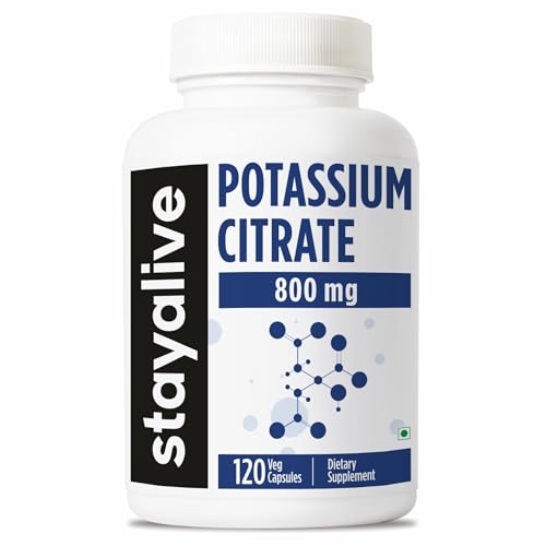 STAY ALIVE Potassium Citrate Supplement High Absorption 800mg 120 Capsules 4 Month Supply Non-GMO and Gluten-Free Potassium Supplement for Women and Men